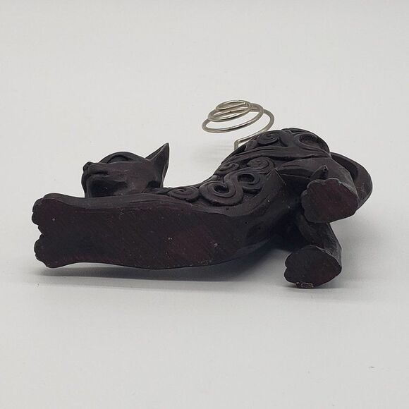 𝅺Deep Brown Resin Scroll Design Stretching Cat Swirl Wire Card Photo Holder - Picture 5 of 9